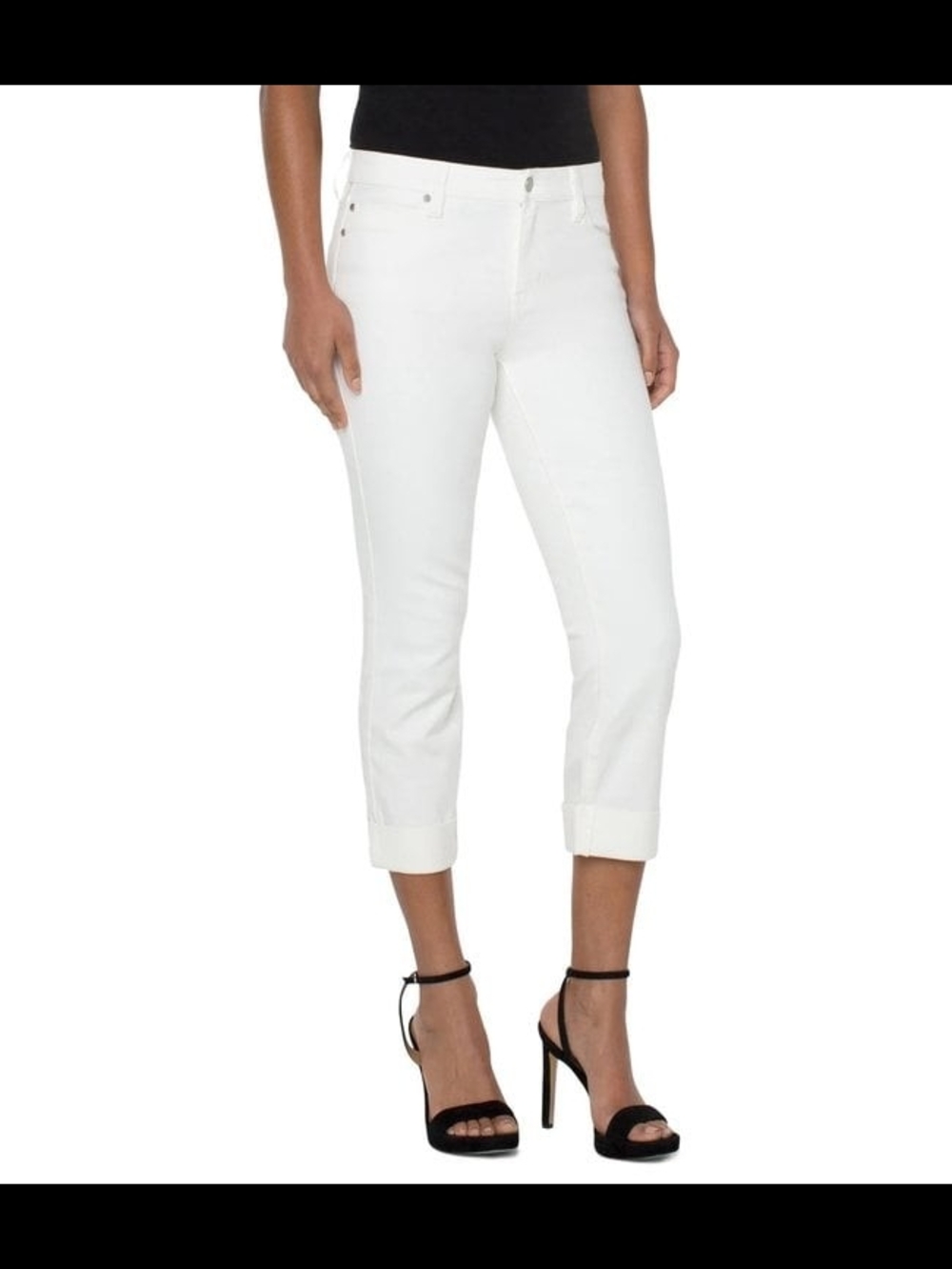 LIVERPOOL Charlie Crop Skinny W/ Wide Rolled Cuff 24" Size 4 New White
